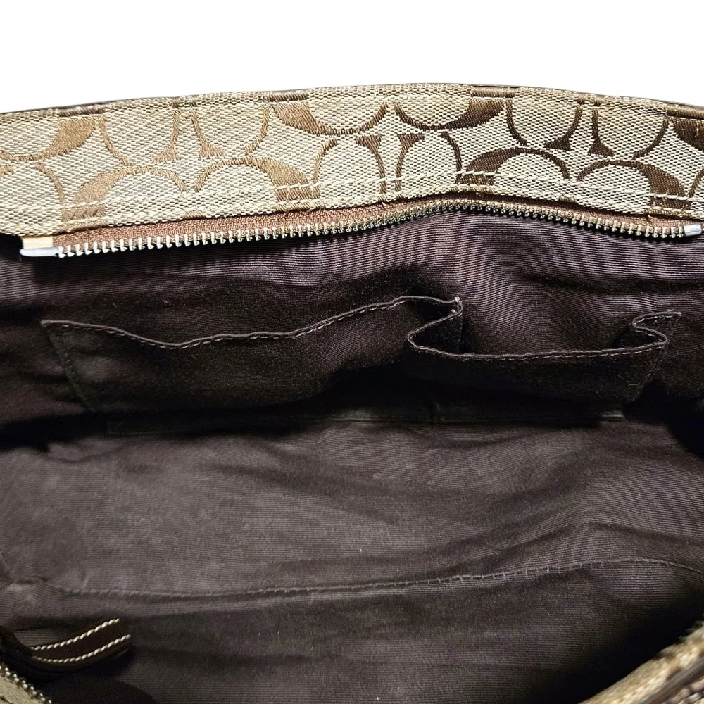 Vtg Coach 05079 Brown Soho Signature Jacquard Leather Satchel Purse Shoulder Bag